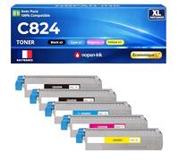 47095704 47095703 46861306 47095701 Pack 5 Toners compatibles pour OKI C824 C834 C844 C824n C824dn C834dnw C834nw C844dnw Noirs et Couleurs avec Puce