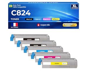 47095704 47095703 46861306 47095701 Pack 5 Toners compatibles pour OKI C824 C834 C844 C824n C824dn C834dnw C834nw C844dnw Noirs et Couleurs avec Puce