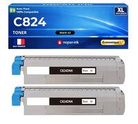 47095704 Pack 2 Toners compatibles pour OKI C824 XL C834 XL C844 XL C824n C824dn C834dnw C834nw C844dnw Noir avec puce 5000 pages