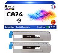47095704 Pack 2 Toners compatibles pour OKI C824 XL C834 XL C844 XL C824n C824dn C834dnw C834nw C844dnw Noir avec puce 5000 pages