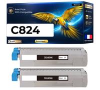 47095704 Pack 2 Toners compatibles pour OKI C824 XL C834 XL C844 XL C824n C824dn C834dnw C834nw C844dnw Noir avec puce 5000 pages