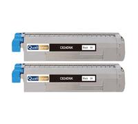47095704 Pack 2 Toners compatibles pour OKI C824 XL C834 XL C844 XL C824n C824dn C834dnw C834nw C844dnw Noir avec puce 5000 pages