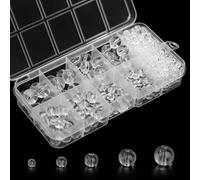 470pcs Natural Smooth Clear Crystal Glass Beads For Jewelry Making,Clear Glass Beads For Diy Crafts Bracelets Necklace Pendants 4/6/8/10/12