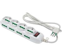 474184 Triax Power Strip 4 Bipasso-Schuko Sockets, 8 Two-Phase Sockets, Cable 1.5 M, 10 A Team Plug + Safety Switch White