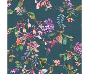 47454 - Flora Été Bouquet Gris Bleu Vert Galerie Papier Peint
