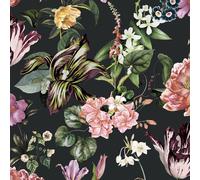 47460 - Flora Floral Rhapsody Schwarz Rose Green Galerie Papier Peint