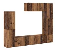 478831& Table de Télévision/multimédia - Ensemble TV - 7 pièces, mural en vieux bois et - Bois - Panneaux de particules