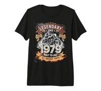 47e Anniversaire légendaire Depuis 1979 Skull Biker Moto T-Shirt Haut de Gamme