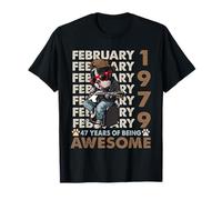 47th Birthday Dog Lover February 1979 Vintage 47 Years Old T-Shirt