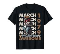 47th Birthday Dog Lover March 1979 Vintage 47 Years Old T-Shirt