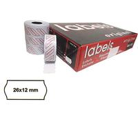48.600 Etiquettes 26x12 mm Blanches Permanentes avec des Bords Ondulés pour Etiqueteuses 1 Ligne - Paquet de 36 Rouleaux (Chaque Rouleau 1.350 Etiquettes)