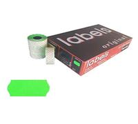 48.600 Etiquettes Fluorescentes Permanentes à Bords Ondulés Couleur Verte 26x12mm pour Etiqueteuses à 1 Ligne - Paquet de 36 Rouleaux