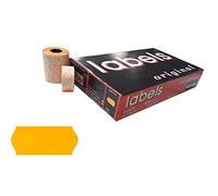 48.600 Etiquettes Permanentes Fluorescentes à Bords Ondulés Couleur Orange 26x12mm pour Etiqueteuses à 1 Ligne - Paquet de 36 Rouleaux