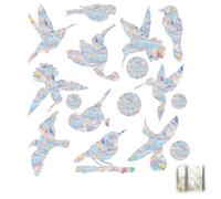 48 autocollants Prisma anti-collision oiseaux, films réfléchissants pour vitre avec effet arc-en-ciel, motifs colibris et cercles 4 cm