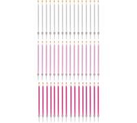 48 Bougies Anniversaire Longues Fines & Supports - Taille 12 cm x 0,5 cm - Couleur Rose - Rose fuchsia - Blanc