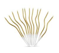 48 Bougies d'Anniversaire, Bougies de Gâteau en Spirale Courbe, Longueur de 15 cm, Support à Bougies Inclus, Or