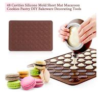 48 cavités Tapis de cuisson en silicone moule de macaron décor outils couleur chocolat-GUA