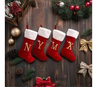 48 cm/20 po 26 lettres de l'alphabet en tricot, bas de Noël à monogramme grand format. Lettres anglaises pour bas de Noël à suspendre, double face pour cheminée, décoration de fête de Noël, cadeaux de