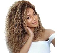 48 cm Perruque Femme, Courte Ondulée Bouclée Brune Prête pour Femme Perruque Synthétique pour Costumes Cosplay Fête Quotidienne