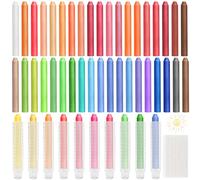 48 Couleurs Craie Exterieur Enfant Sans Poussière, Avec 10 Porte-Craie Rétractile, Effaçable et Lavable Craie Pour Tableau Noir, Craies de Trottoir pour Tableau Noir et Blanc Dessin,écriture