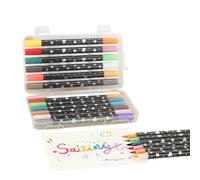 48 Couleurs Feutre Paillette, 24 Feutres Double Pointe Marqueurs à Paillettes Stylo, Dual Tip Marker résistant à l'eau avec des extrémités doubles,Pour La Peinture CéRamique, Verre, DéCoration En Bois