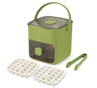 48 Cube Double Deck Portable Ice Maker with Easy-Press Lid & Tongs (Green)