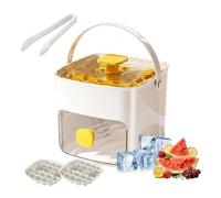 48-Cube Ice Cube Tray with Press Lid & Storage Bin, 2-in-1 Double Layer Silicone Ice Maker Set, Easy Release Ice Mold with Scoop and Tongs For Whiskey, Cocktail, Coffee (A)