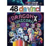 48 Da vinci ,Quest Color by Symbol - Vol. 4 : "Dragon X Unicorn": Multi-color version - A coloring book that requires multiple shades of color. Level : LIGHT
