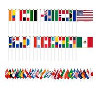 48 drapeaux du monde, petits drapeaux double face sur bâtons, drapeau de pays en polyester vibrant pour événements sportifs, fêtes et décorations, 14 x 20, 3 cm, monde
