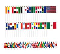 48 drapeaux du monde, petits drapeaux double face sur bâtons, drapeau de pays en polyester vibrant pour événements sportifs, fêtes et décoration, 14 x 20, 3 cm, pays