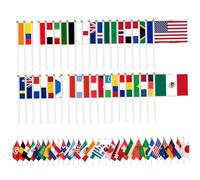 48 drapeaux du monde, petits drapeaux double face sur bâtons, drapeau de pays en polyester vibrant pour événements sportifs, fêtes et décorations, 14 x 20, 3 cm, monde