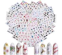 48 Feuilles 3d Autocollants Pour Ongles,Nail Art Autocollants De Transfert D'eau D'ongles Décalcomanies Avec Fleurs Papillon Animal Attrapeur De Rêves Per Décoration Ongles Bricolage