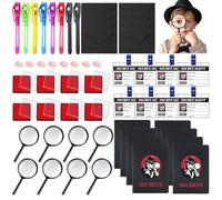 48 Kits de Détective Espion pour Enfants,Stylo Secret avec Lumière UV,Loupe,Carnet,Carte de Détective,Enveloppes,Tampon Encreur d'empreintes Digitales pour Cadeaux d'anniversaire pour Enfan