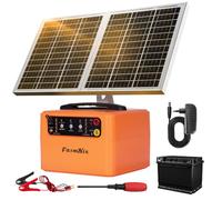 48 KM Clôture Électrique Solaire, 0,3 J-1,5 J, 6 KV-12 KV Réglable ClôTure ÉLectrique Pour Animaux avec Panneau Solaire 15 W, Batterie Plomb-Acide 12 V 7 Ah Intégrée, Adapté aux Bovins , aux Fermes