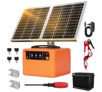 48 km Solar Berger électrique, 6-12 kV, 0,3-1,5 J Clôture électrique | Avec batterie de 12 V 7 Ah et panneau solaire de 15 W, pour vaches, bétail, élevage de volailles, bergers