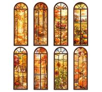 48 Marque-Pages d'Automne en Papier, 8 Motifs, 5 x 15 cm | Impression Recto Verso Identique, pour Livres, Romans, Carnets, Agendas et Journaux