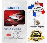Samsung 32 Go Carte mémoire EVO Plus Micro SD Classe 10 avec adaptateur SD