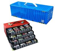 48 Mini Pull-Back Car with Built-in Garage Set, Multiple Simulation Scenes Metal Alloy Racing Car Toy, Die-Cast Vehicles Friction Powered Design, for Party (Blue)