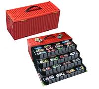 48 Mini Pull-Back Car with Built-in Garage Set, Multiple Simulation Scenes Metal Alloy Racing Car Toy, Die-Cast Vehicles Friction Powered Design, for Party (Red)