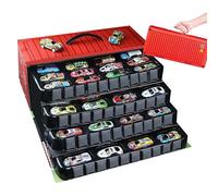 48 Mini Pull-Back Car with Built-in Garage Set, Multiple Simulation Scenes Metal Alloy Racing Car Toys, Bulk Mental Trucks Toy Vehicles Set for Kids, for Boys and Girls (Red)