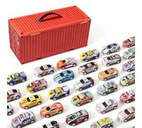 48 Mini Pull-Back with Built-in Garage Set, Friction-Powered Die-Cast Vehicles with Fold-Out Racing Map, for Boys and Girls (#1)