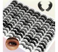 48 paires de faux cils épais et longs en faux vison 17-20 mm, courbure DD, 5D, bandes complètes de faux cils 3D, styles mixtes, emballage à partager avec des amis Fibre chimique