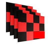 48 panneaux mousse insonorisante : cales isolantes acoustiques 30 x 2,5 cm, parfaites studios d'enregistrement, home cinémas ou les salles de musique。(24Black 24Red)
