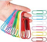 48 Paper Clips 100 Mm-Multi-Coloured With Non-Slip Vinyl Coating-Economical Pack For Document Organization,School/Office Supplies-Durable And Rust Free