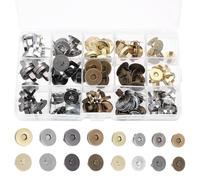 48 Pcs Bouton Pression Aimanté, 14 mm 18 mm Bouton Pression à Coudre, Fermetures boutons pressions metalliques Aimant couture pour sacs, manteaux, vestes, fermetures magnétiques