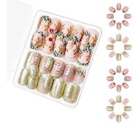 48 PCS Christmas Faux Nails Elks Presse Sur Candy Candy Cane Couvreaux Artificiels Couvertures Complètes