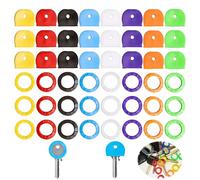48 Pcs Couvre-Clés en Silicone Colorés, 8 Couleurs Caches de Clé Flexibles Couvre-Clé Set, Capuchons de Clé pour Clés Plates Standard (Pas pour Forme Irrégulière), 2 Styles