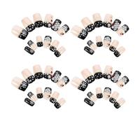 48 Pcs Faux Ongles à Couverture Intégrale Abs, Autocollants | Noël, Pose Adhésive, Look , Lot de 48 Pièces pour Stylisme et Tenue Festive