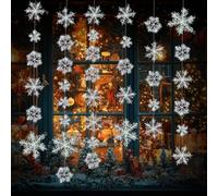 48 Pcs Flocon de Neige Decoration,Flocon de Neige à Suspendre Décorations de Noël,Neige Decoration Noel Sapin,Vitre Noel Interieur Neige Decoration Deco Table Noel(6 8 11 15cm)