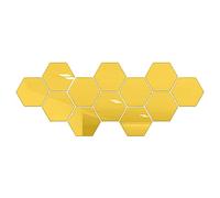 48 Pcs Miroir Acrylique Stickers Muraux Miroirs Amovible Sticker Géométriques Hexagone Décalque Autocollant Mural pour Maison Chambre Salon Décor (Or, One Size)